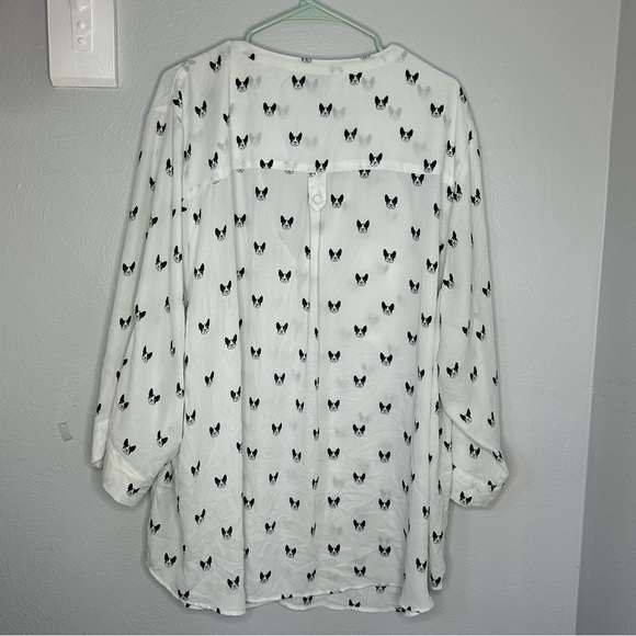Torrid Harper dog novelty print Boston terrier blouse top shirt sheer size 5x - Picture 2 of 5